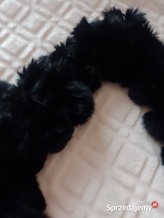 Czarny futrzany szal futrzana Etola futro z małopolskie Kraków