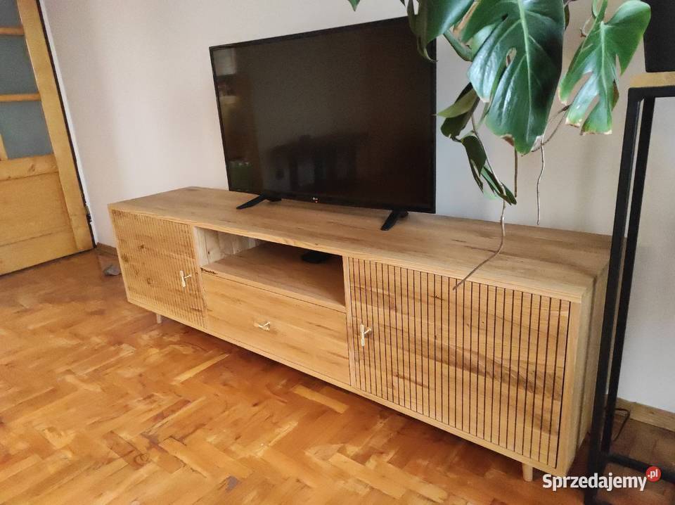 Nowoczesna szafka RTV drewno dąb komoda lamele małopolskie