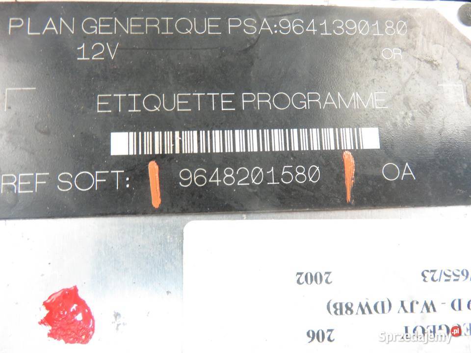 STEROWNIK PEUGEOT 206 19 D 9648201580 osobowe Komputery