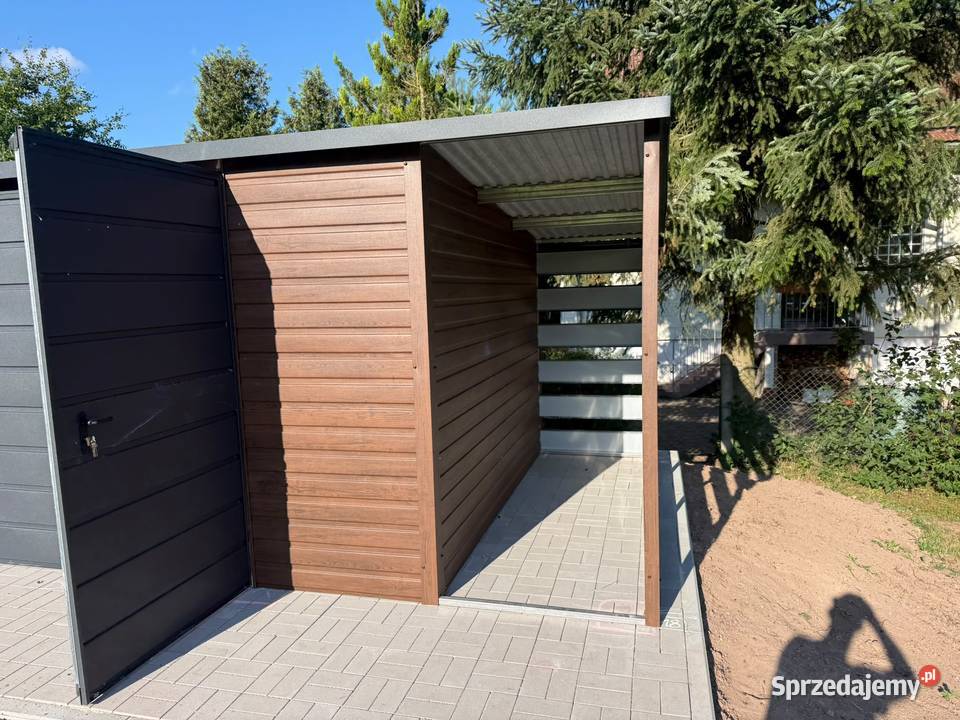 Domek narzędziowy z wiatą panelowa 6x35m Ciemny