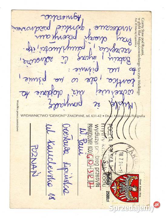 TATRY CZARNY STAW POD RYSAMI POCZTÓWKA Krynki sprzedam