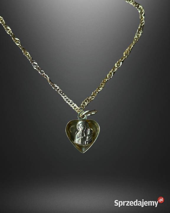 Łańcuszek złoty 14K z zawieszką Serduszko splot Warszawa