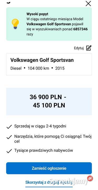 Golf Sportsvan Comfortline wielofunkcyjna kierownica zachodniopomorskie Steklno