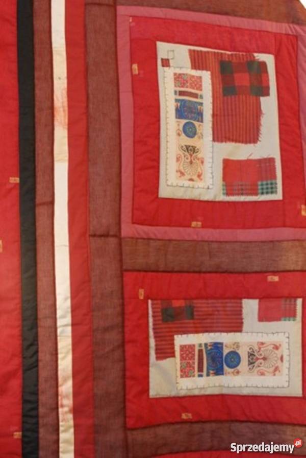 Bordowo malinowy patchwork narzuta odcienie czerwieni Lublin
