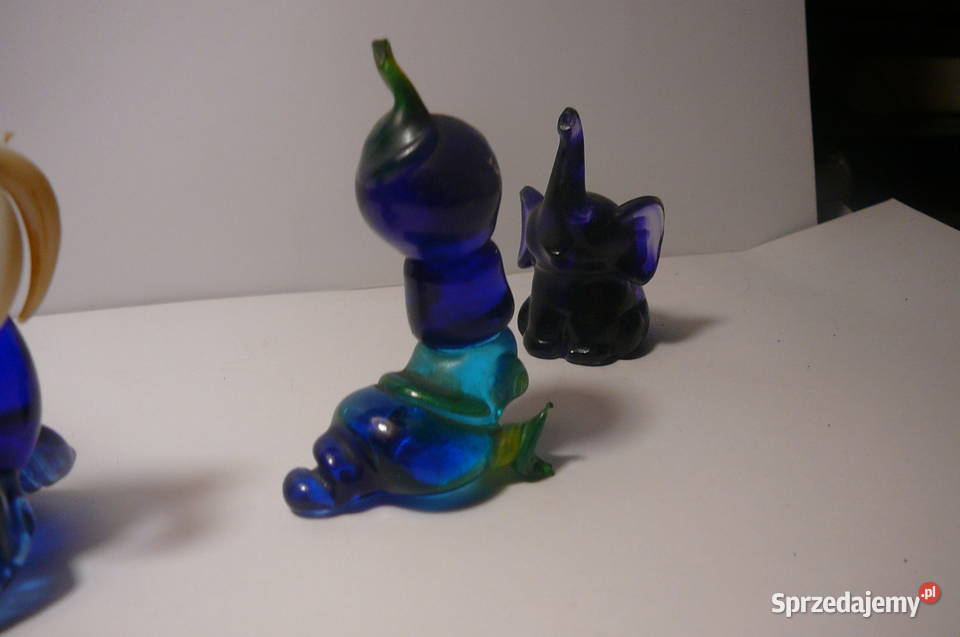 Małe figurki szklane słoń foka gąsienica dolnośląskie Wrocław sprzedam