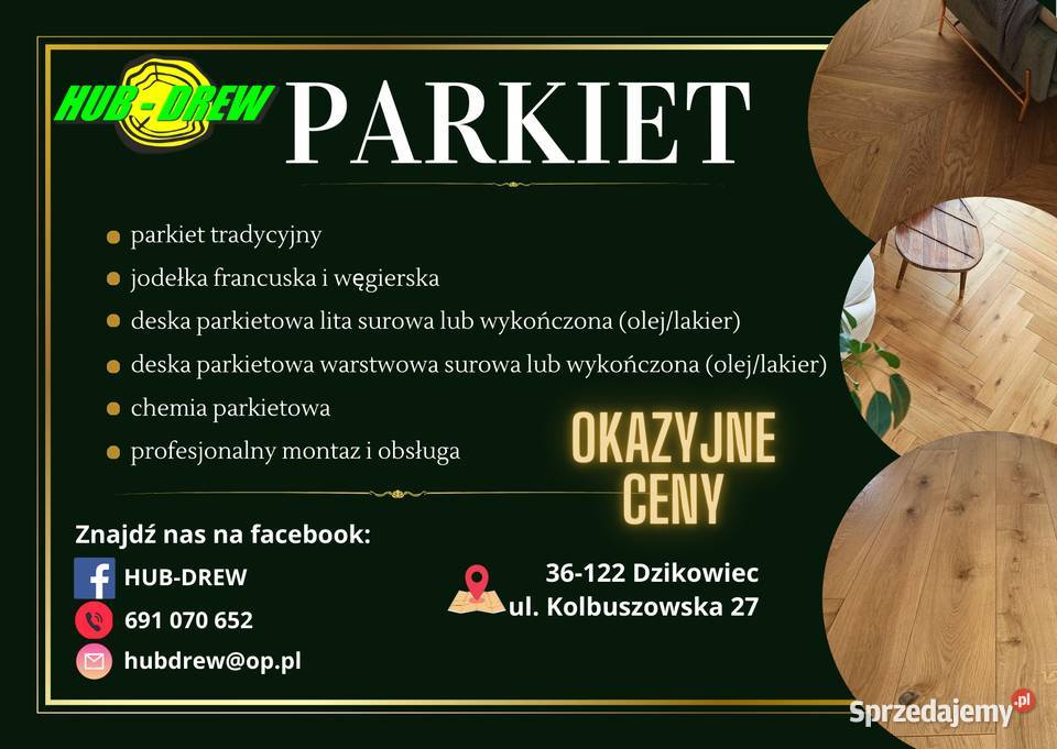 WYPRZEDAŻ Parkiet tradycyjny z litego drewna podkarpackie Dzikowiec