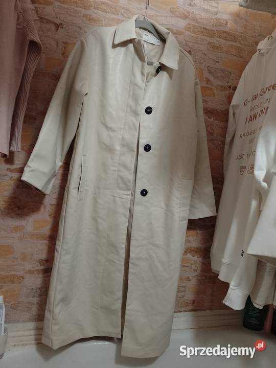 36S ASOS Długi płaszcz skórzany z Londynu NOWY Tworzywo skóropodobne  Kurtki i płaszcze