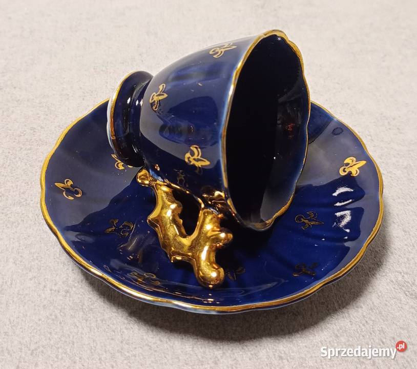 TERRA IMPORT Filiżanka Duet Kobalt Złoto Lilijka Łódź