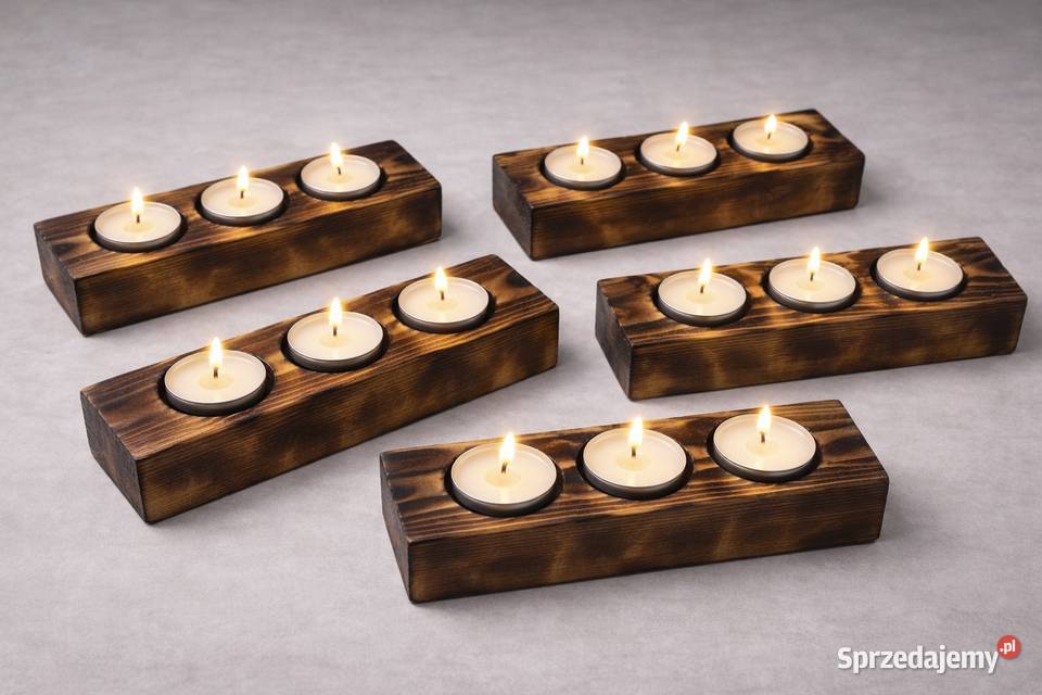 Zestaw 5 świeczników pod świece tealight opalane małopolskie