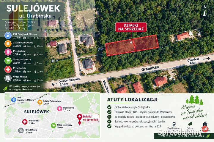 sprzedaży gruntu 1420m2 Sulejówek Grabińska sprzedam