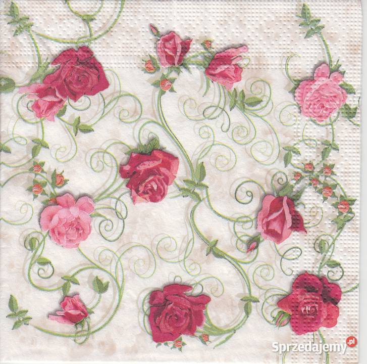 dekupaż serwetki kwiaty róże różyczki
