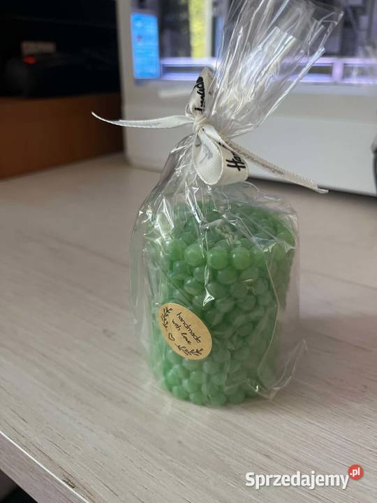 Świeca bąbelkowa walec zielona Handmade prezent Radzyń Podlaski