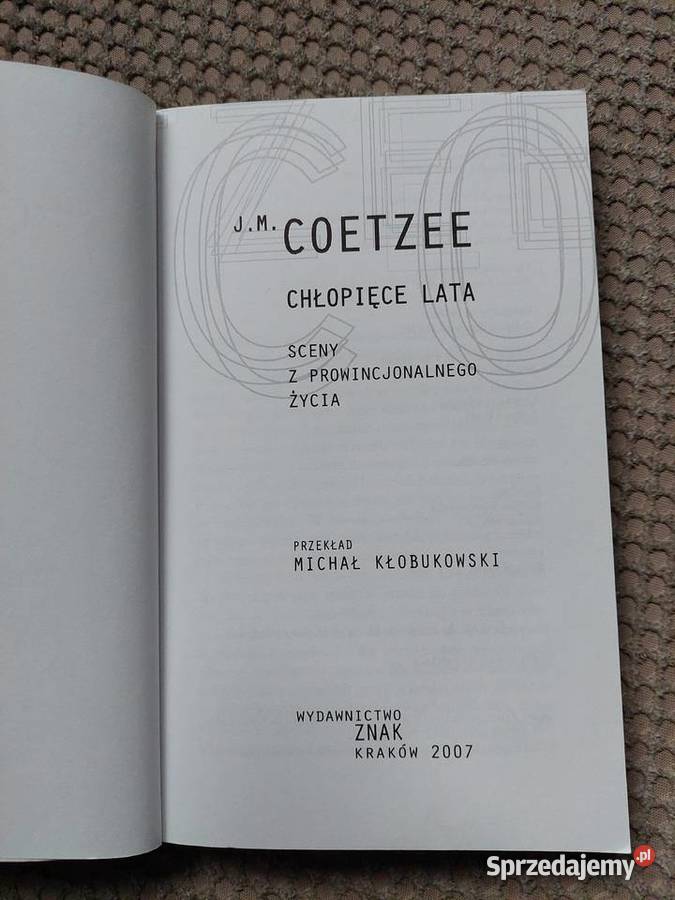 Chłopięce lata J M Coetzee Kraków sprzedam