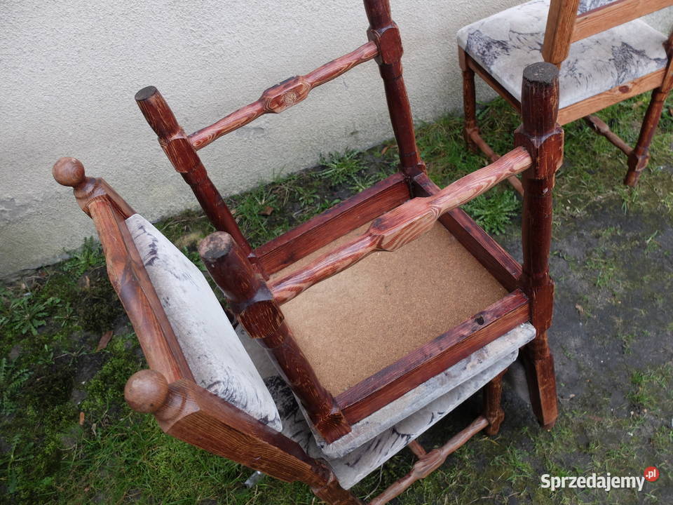 Drewniane krzesła 3 sztuki w komplecie 625 wielkopolskie Kościan