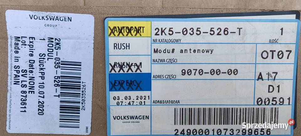 2K5035526T VW Caddy moduł antenowy osobowe