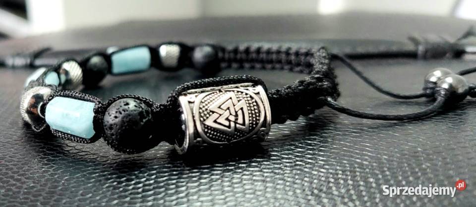 Bransoletka stal runa lawa Akwamaryn kamień LATO Częstochowa