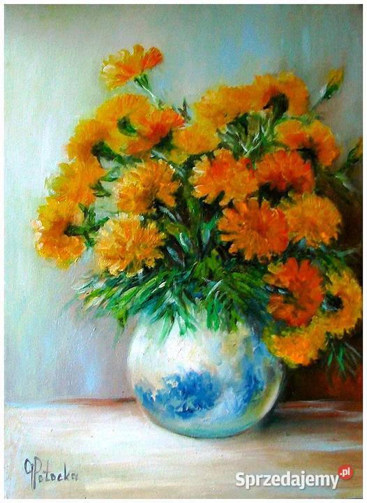 Aksamitki obraz olejny 3040 dostępny Błonie sprzedam