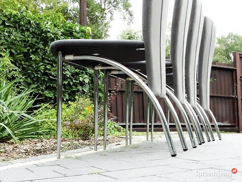 Krzesła 4 kolor grafit stal nierdzewna niklowana Dom i Ogród Biłgoraj