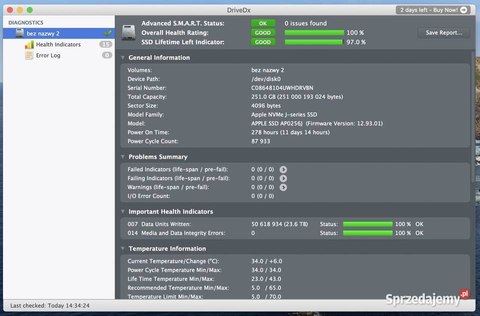 Oryginalny SSD 256GB Apple MacBook Pro A1708 Warszawa