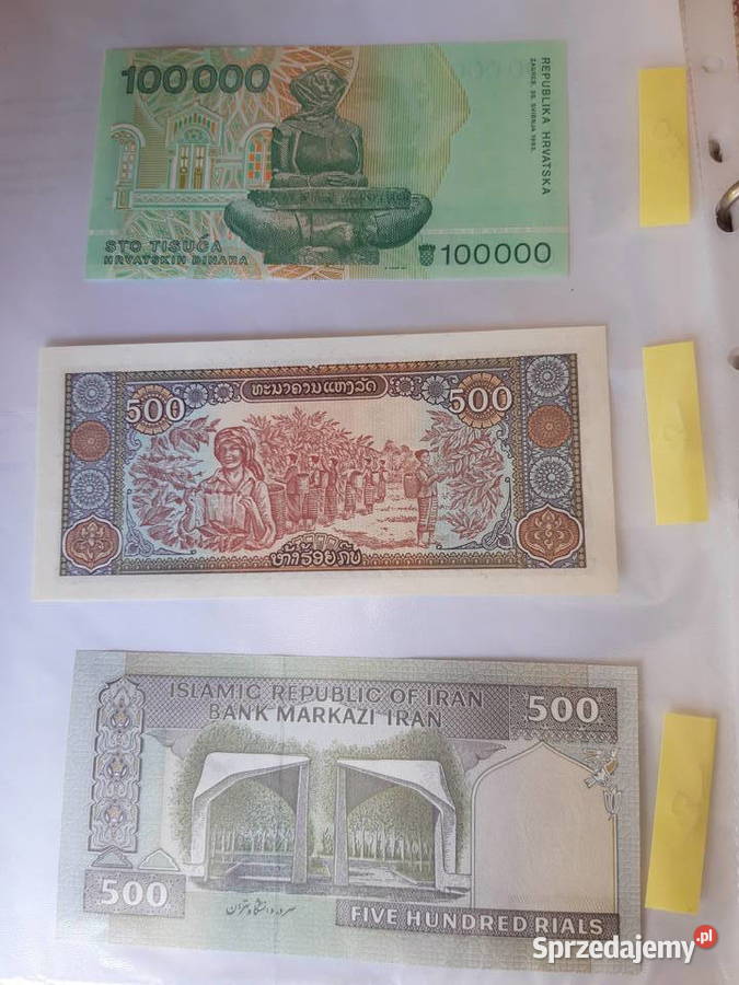 Banknot kolekcjonerski Iran Laos Chorwacja Ruda Śląska sprzedam