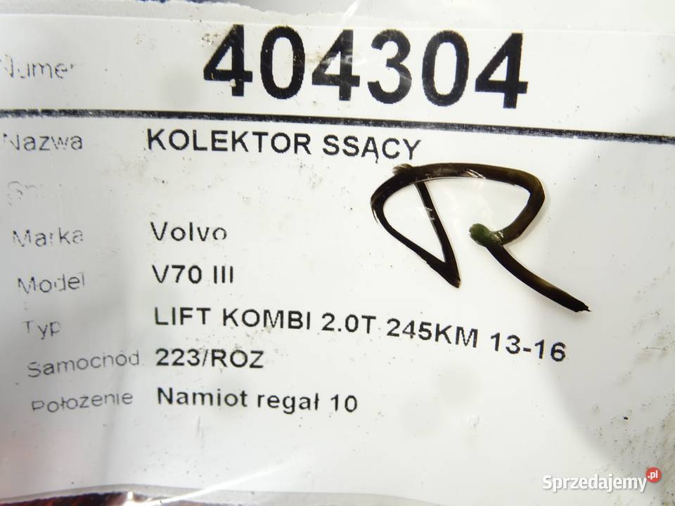 KOLEKTOR SSĄCY VOLVO V70 III 20 245 0716 osobowe