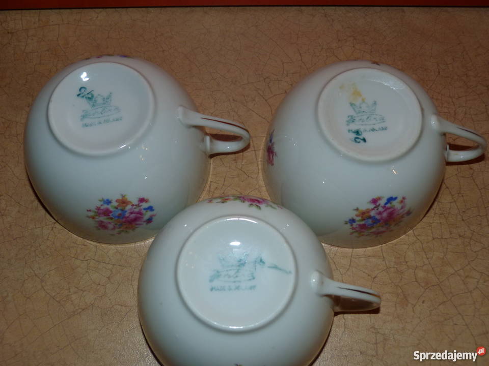 3 filiżanki porcelanowe sygnowane Bydgoszcz
