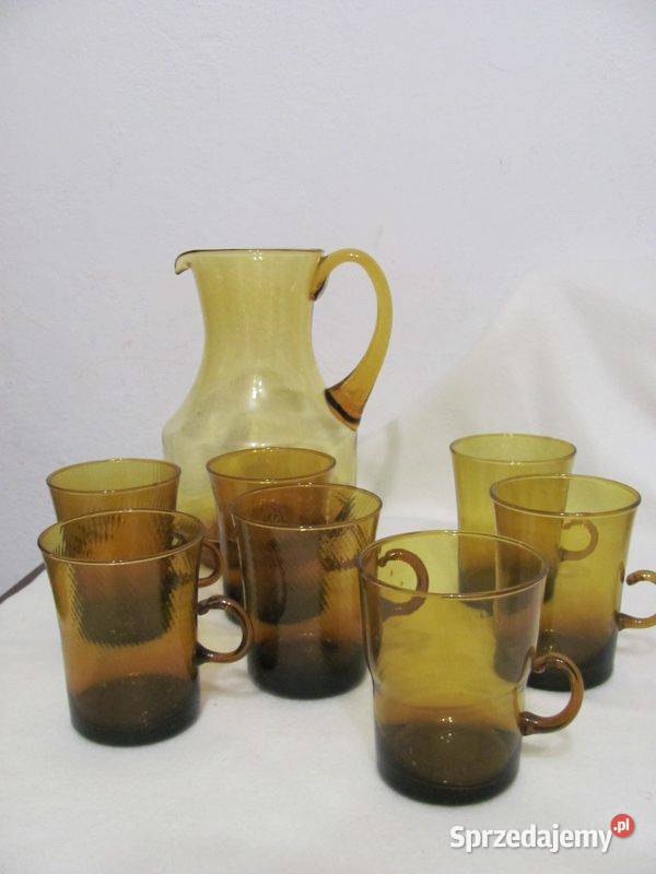 szklanki i dzbanek z PRLu miodowy zestaw 71 Zamość