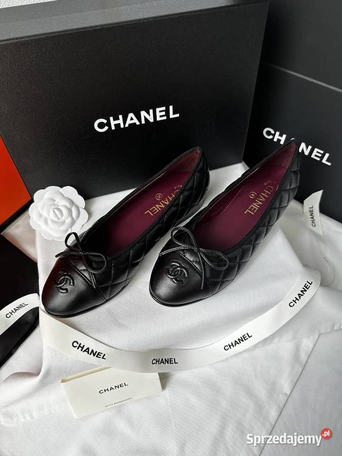 Baleriny Chanel Flats Cambon Black Leather Warszawa