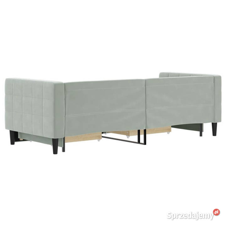 Sofa rozsuwana z szufladami jasnoszara aksamit Warszawa