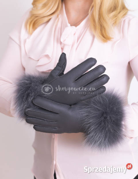 Grafitowe rękawiczki damskie skórzane z Szaflary
