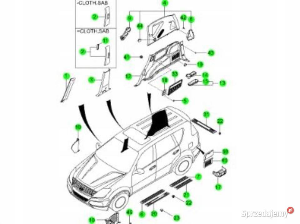 OSŁONA SŁUPKA PRAWY PRZÓD SSANGYONG REXTON osobowe