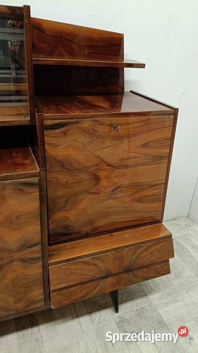 mid Century modern komoda z witryną design lata