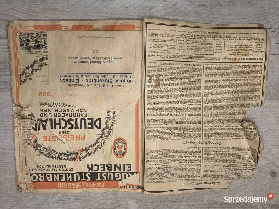 Stary katalog z 1929r August Stukenbrok Einbeck śląskie Polska