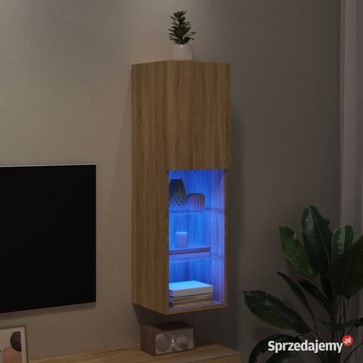 Szafka TV z LED dąb sonoma 305x30x102 WM837019 RTV mazowieckie Warszawa