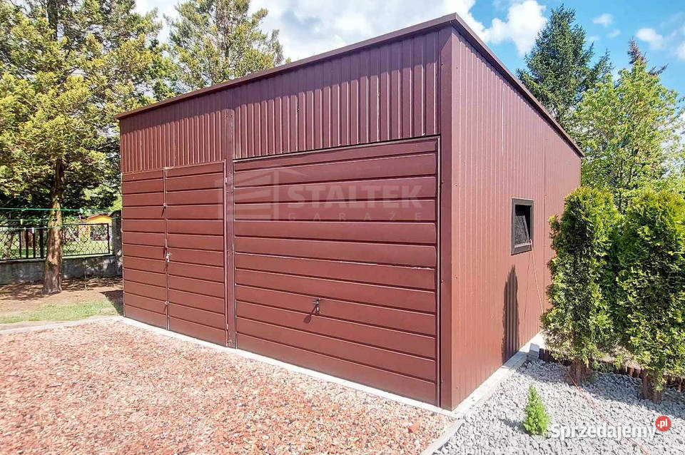 Hala Garaż blaszany 6x6 2x Brama okno dach ST108