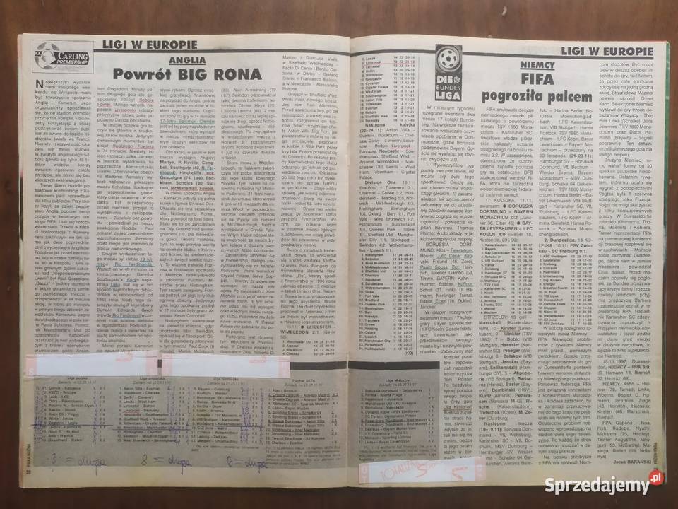 Tygodnik Piłka Nożna rocznik 1997 kompletny Łódź