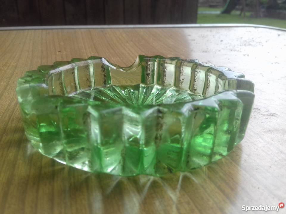 Stara zielona popielniczka PRL Dąbrowa Górnicza