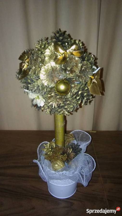 Złote drzewko świąteczne z szyszek sprzedam