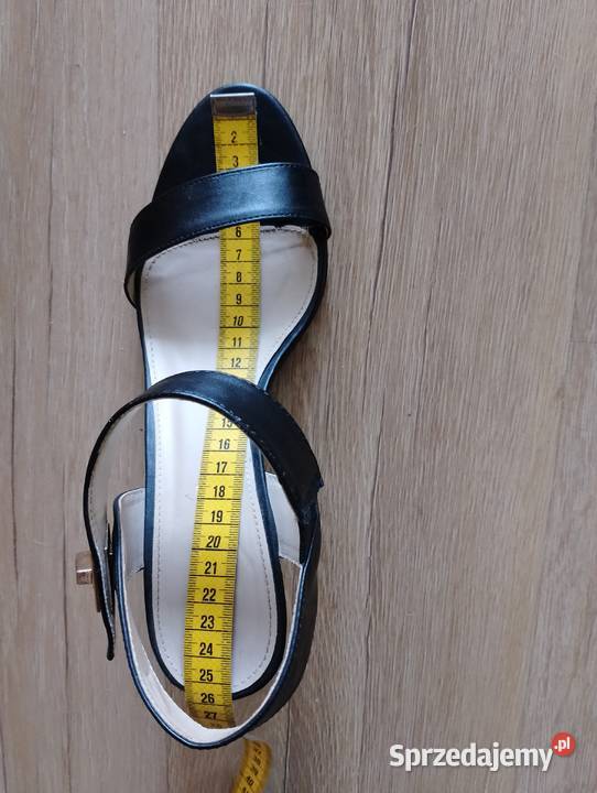 SANDAŁY czarne na obcasie sandałki na słupku skóra ekologiczna Złotniki