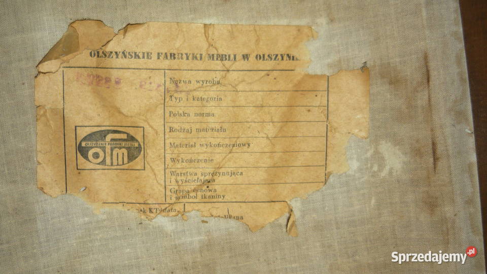 Podnóżek tapicerowany PRL patyczak pufa taboret Sokółka