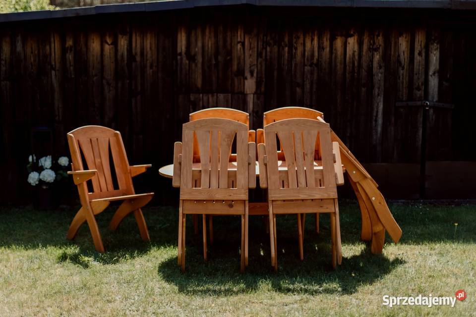 Meble ogrodowe drewniane składane typ X lamel 7 śląskie Kalety sprzedam