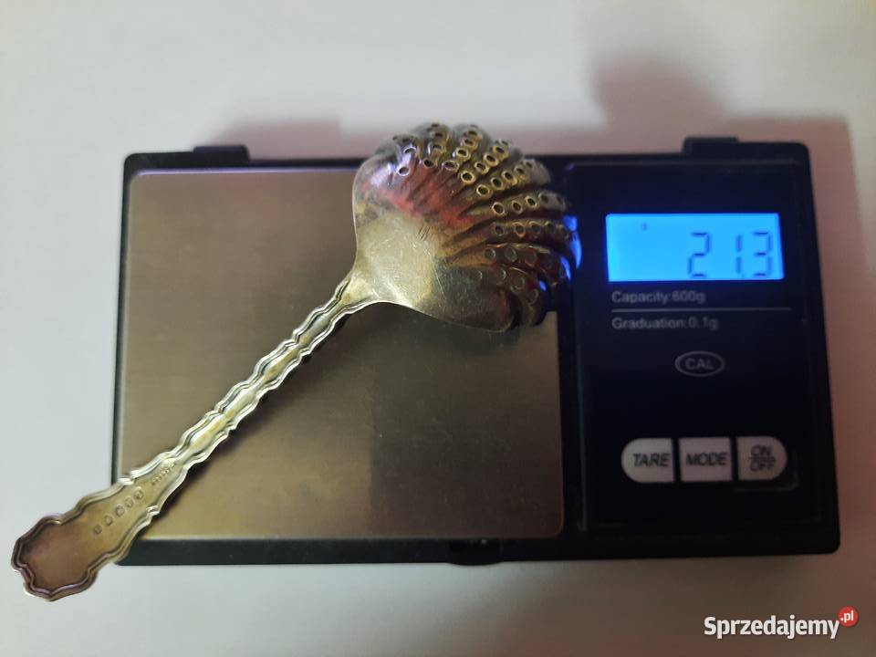 Elegancka łyżka do cukru pudru ze srebra Anglia Antyki Poznań sprzedam