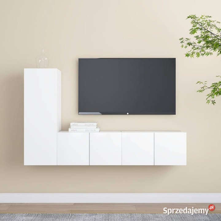 3cz zestaw szafek TV biały materiał