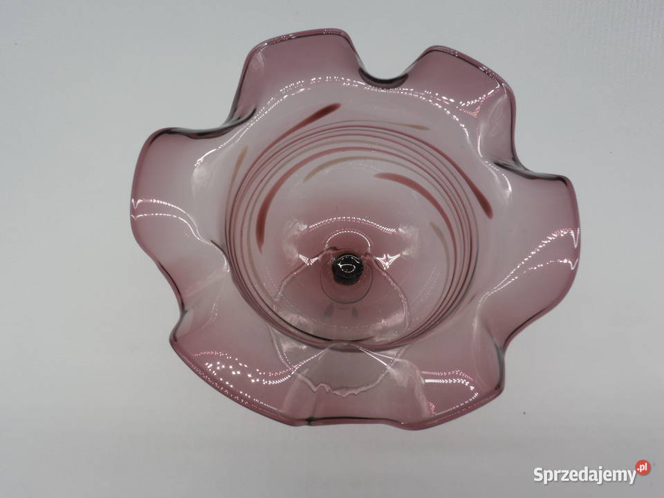 Artystyczny Szklany Kielich Dekoracyjny Fiolet Porcelana i szkło wielkopolskie Raszków