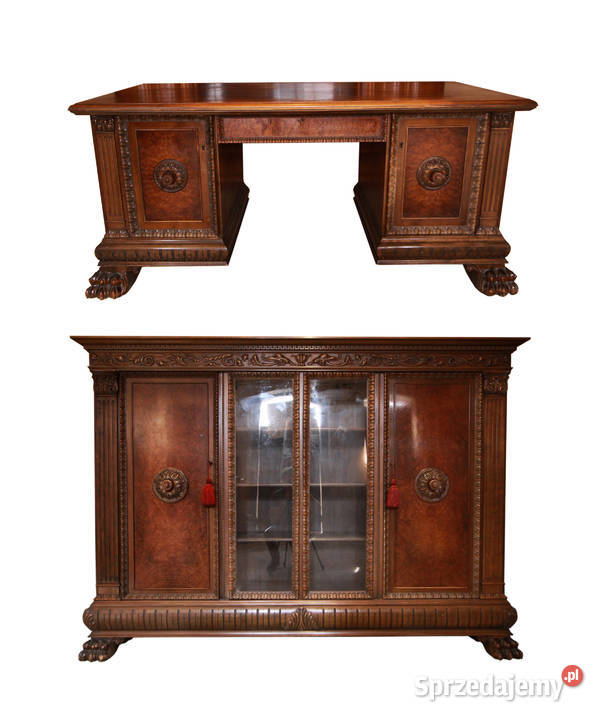 Komplet gabinetowy z 1925 r orzechowy biurko i Wrocław