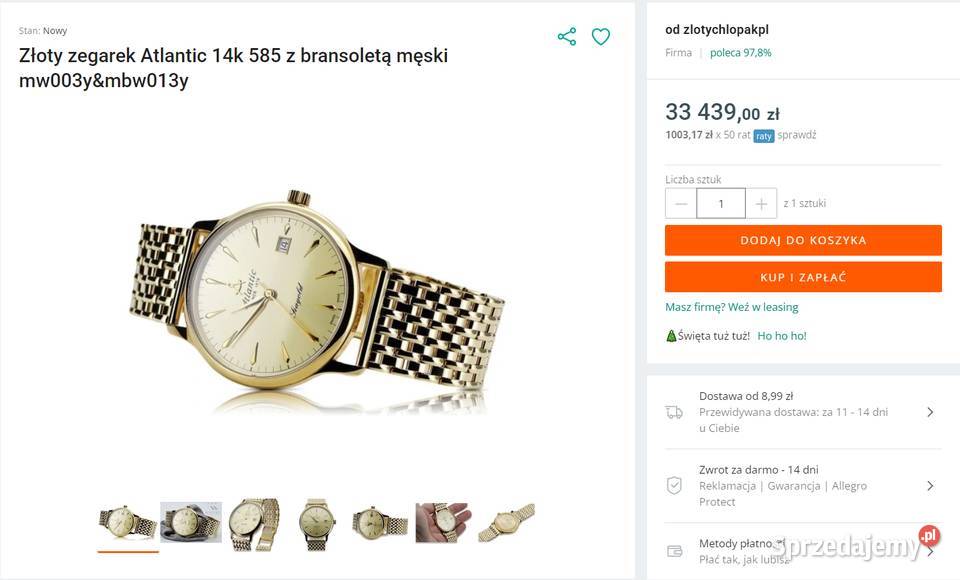 Złoty Piękny Jedyny Taki Unikat 18k 750 Zegarek śląskie