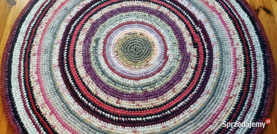 Dywan okrągły 137 rękodzieło zero waste łódzkie Łódź sprzedam