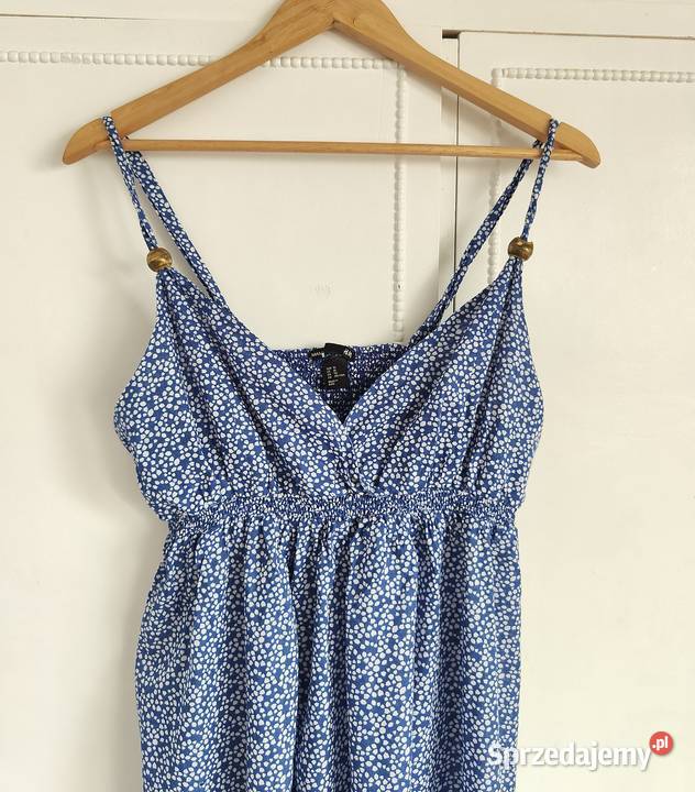 Sukienka HM MAMA XL chabrowa babydoll ditsy