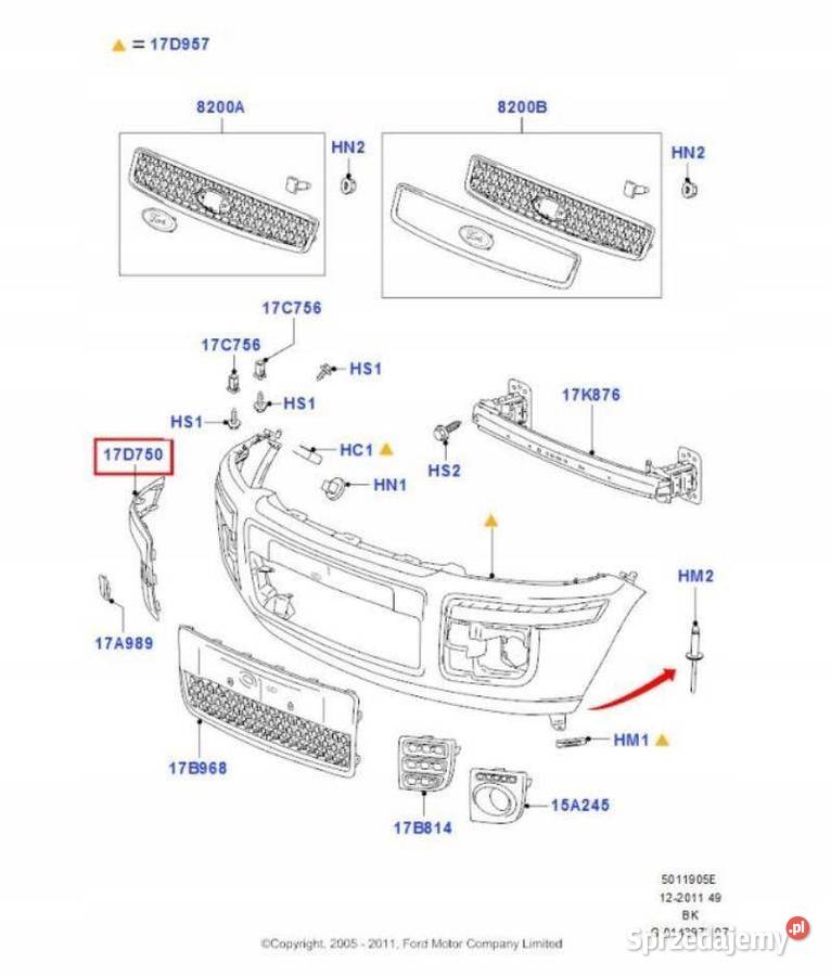LISTWA ZDERZAKA LEWY PRZÓD FORD FIESTA 0108 zASO sprzedam