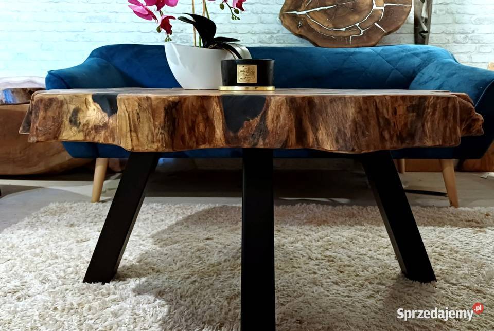 Stolik kawowy PIĘKNY OKAZ LIVE EDGE LOFT plaster Śrem